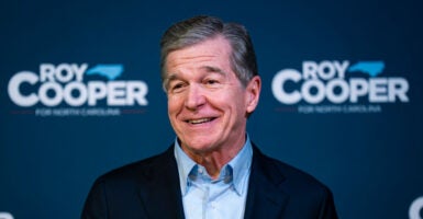 Roy Cooper at a Senate campaign event.