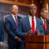 Sen. Tim Scott (R-SC) speaks at a press conference in March on the SAVE America Act.