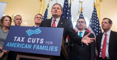 Sen. Steve Daines, R-Mont., speaks during a news conference in the Capitol.