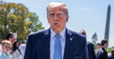 Trump speaks to reporters.