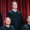 Washington, DC - October 7 : Members of the Supreme Court sit for a group photo following the recent addition of Associate Justice Ketanji Brown Jackson, at the Supreme Court building on Capitol Hill on Friday, Oct 07, 2022 in Washington, DC. Bottom row, from left, Chief Justice of the United States John Roberts, Associate Justice Samuel Alito. Top row, from left, Associate Justice Neil Gorsuch, Associate Justice Brett Kavanaugh, and Associate Justice Ketanji Brown Jackson. (Photo by Jabin Botsford/The Washington Post via Getty Images)