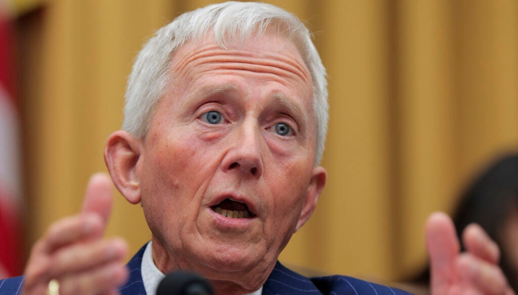 WASHINGTON, DC - MARCH 04: U.S. Rep. Jeff Van Drew (R-NJ) speaks as U.S. Secretary of Homeland Security Kristi Noem testifies during a House Judiciary Committee hearing in the Rayburn House Office Building on March 04, 2026 in Washington, DC. Noem is appearing before Congress for a second day as she faces questions on the department's handling of immigration enforcement and the effects of its partial shutdown. (Photo by Heather Diehl/Getty Images)