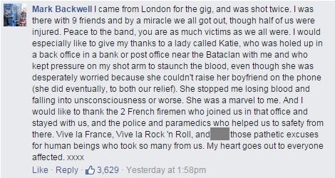 'We Witnessed the Horror': 15 Comments From Band's Facebook Post After the Paris Attacks 4 'We Witnessed the Horror': 15 Comments From Band's Facebook Post After the Paris Attacks