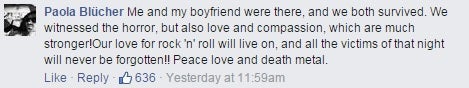 'We Witnessed the Horror': 15 Comments From Band's Facebook Post After the Paris Attacks 6 'We Witnessed the Horror': 15 Comments From Band's Facebook Post After the Paris Attacks
