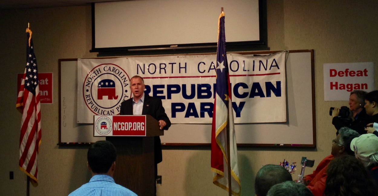 North Carolina Republican Senate candidate Thom Tillis, campaigning Saturday, believes he has the "momentum" in a competitive race. Photo: Josh Siegel/The Daily Signal